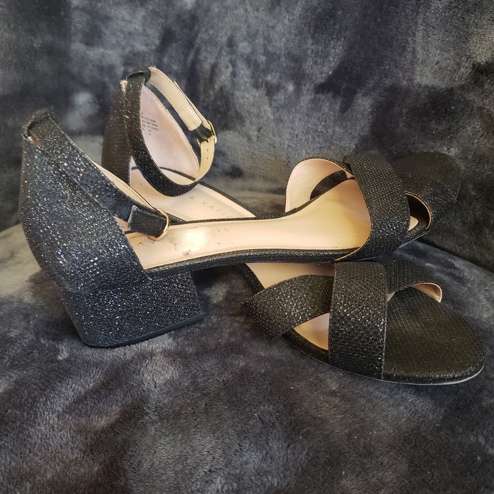 Kelly & Katie black glitter heels